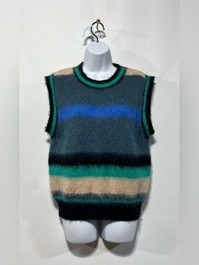 Lili Sidonio x Molly Bracken Sleeveless Fuzzy, Colorful Knit Sweater Size Medium